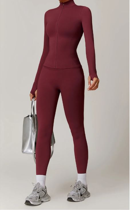 Fitted Thumb Hole Zip Up Jacket