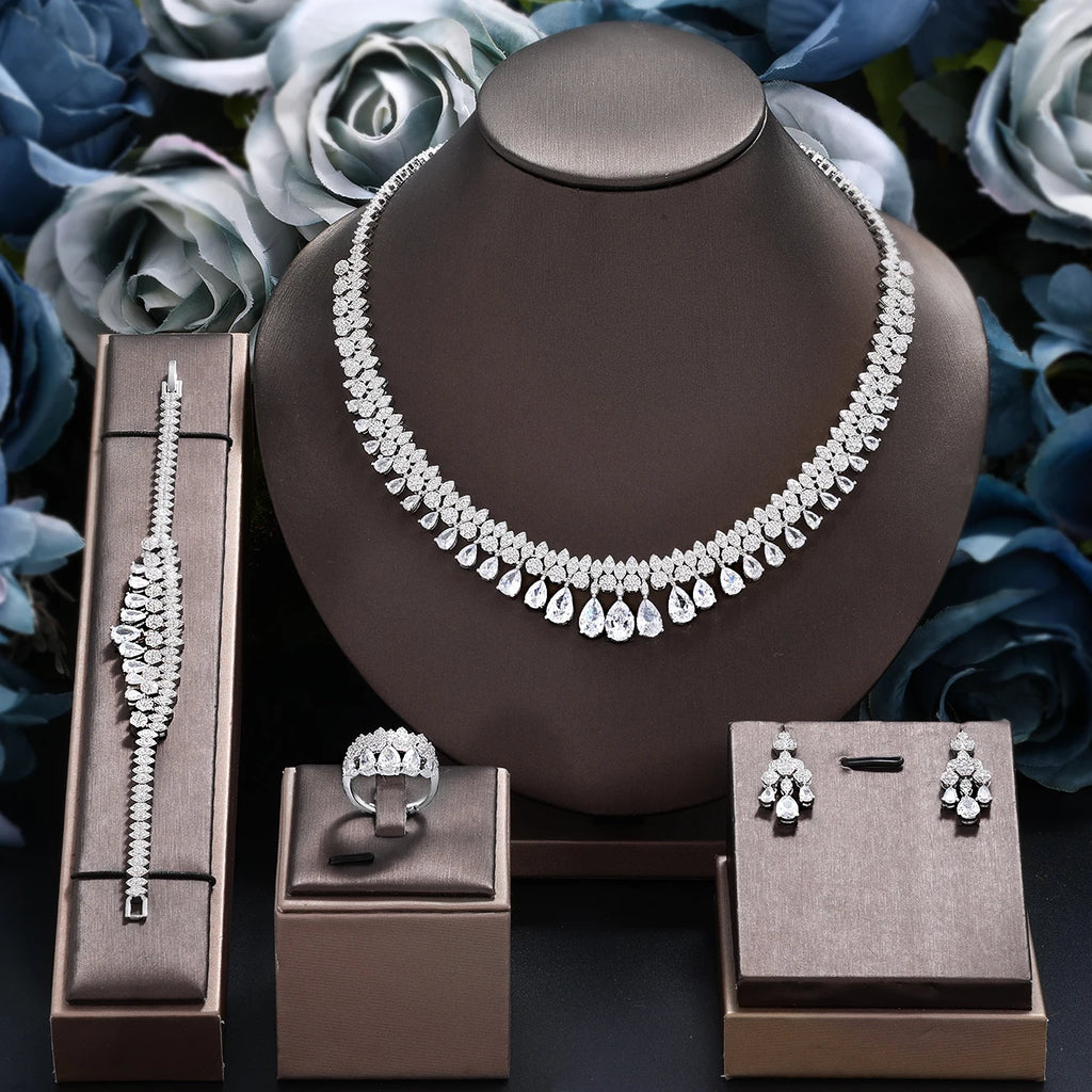 Luxury White Cubic Zirconia Bridal Jewelry Set