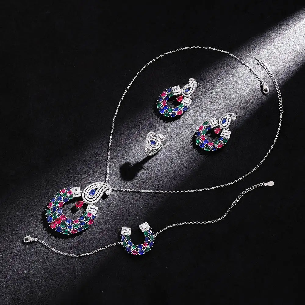 Trendy Water Droplet Zirconia Bridal Jewelry Set