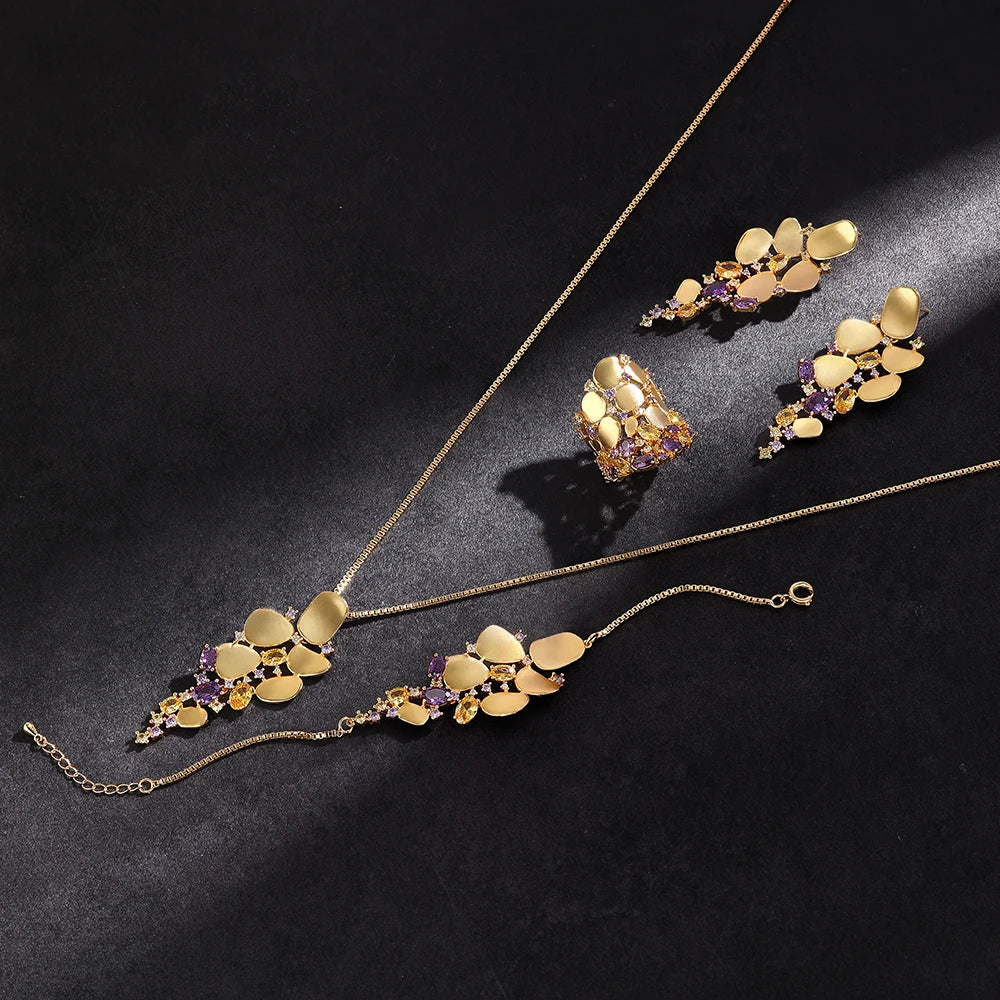 Dubai Saudi Arabia Gold Plated 4 Piece Pendant Jewelry Set