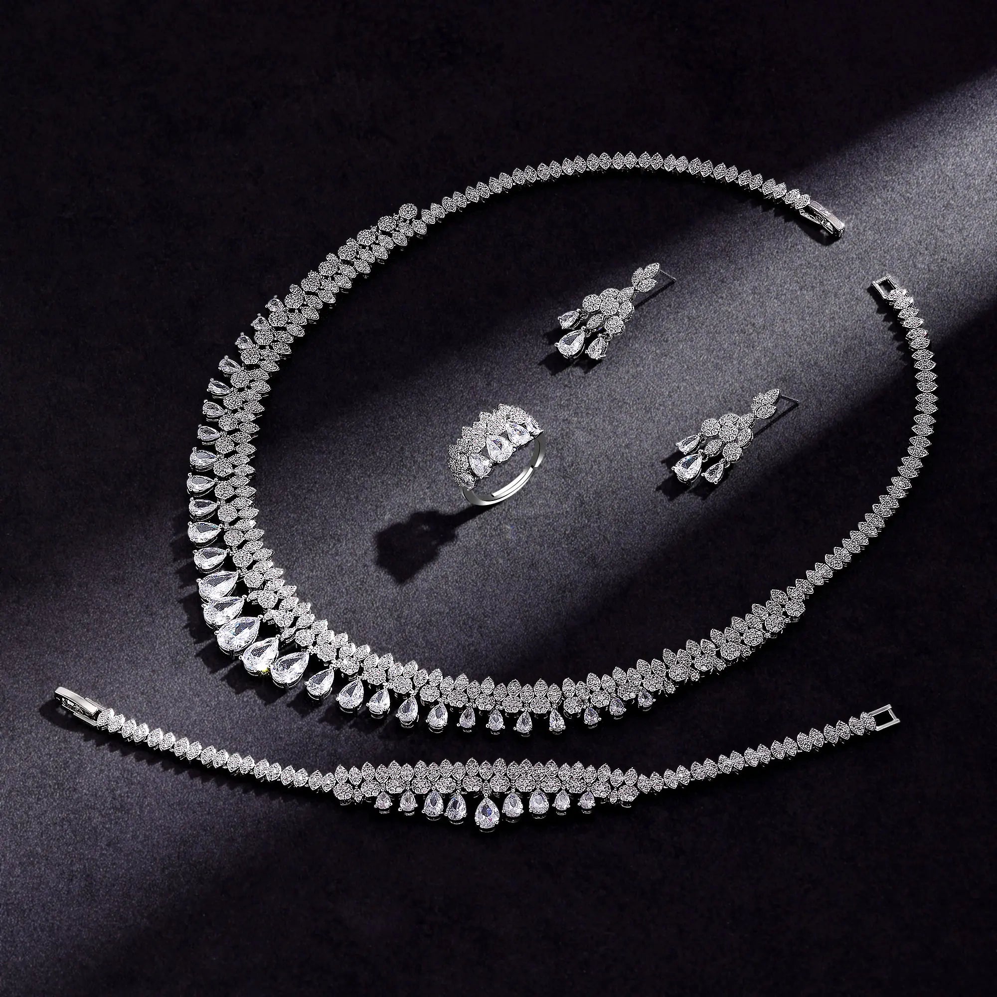 Luxury White Cubic Zirconia Bridal Jewelry Set