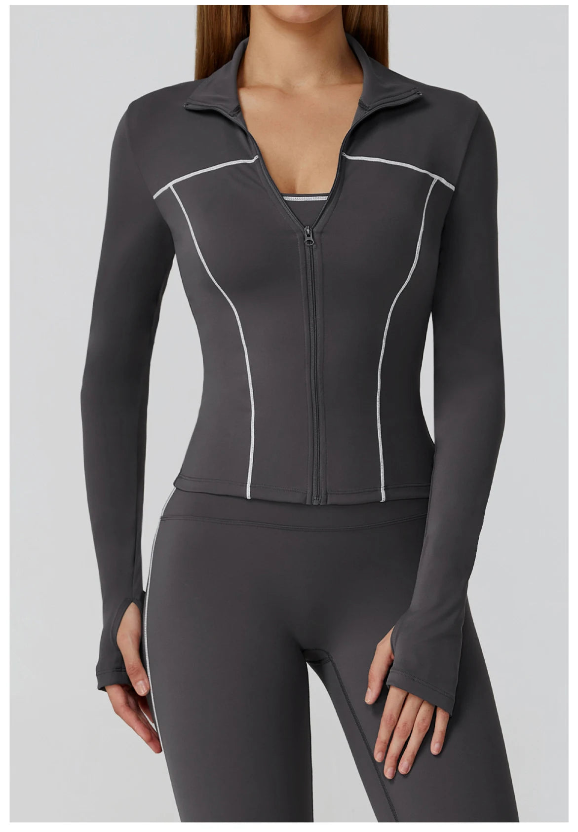 Fitted Zip-Up Jacket With High Collar