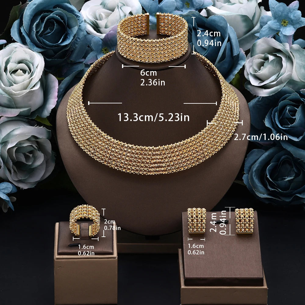 Dubai Luxury Gold Plated Bridal Jewelry Set