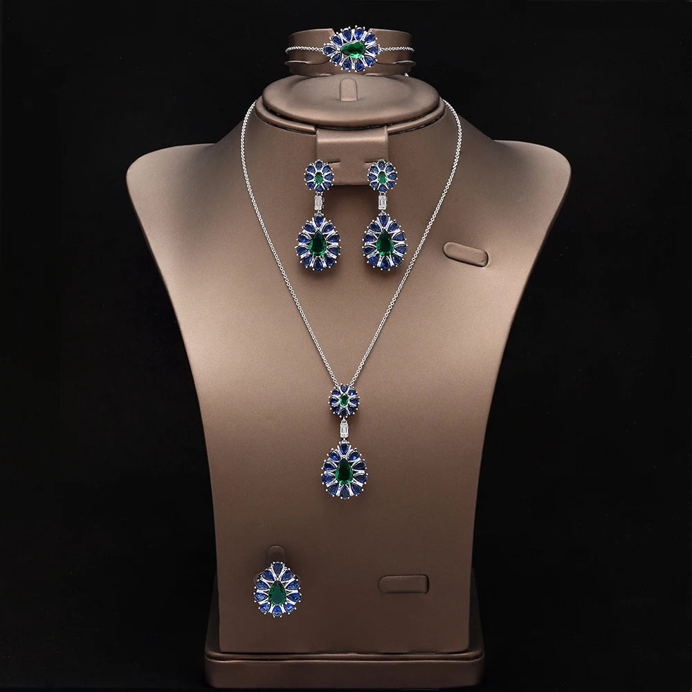 Trendy Water Droplet Zirconia Bridal Jewelry Set