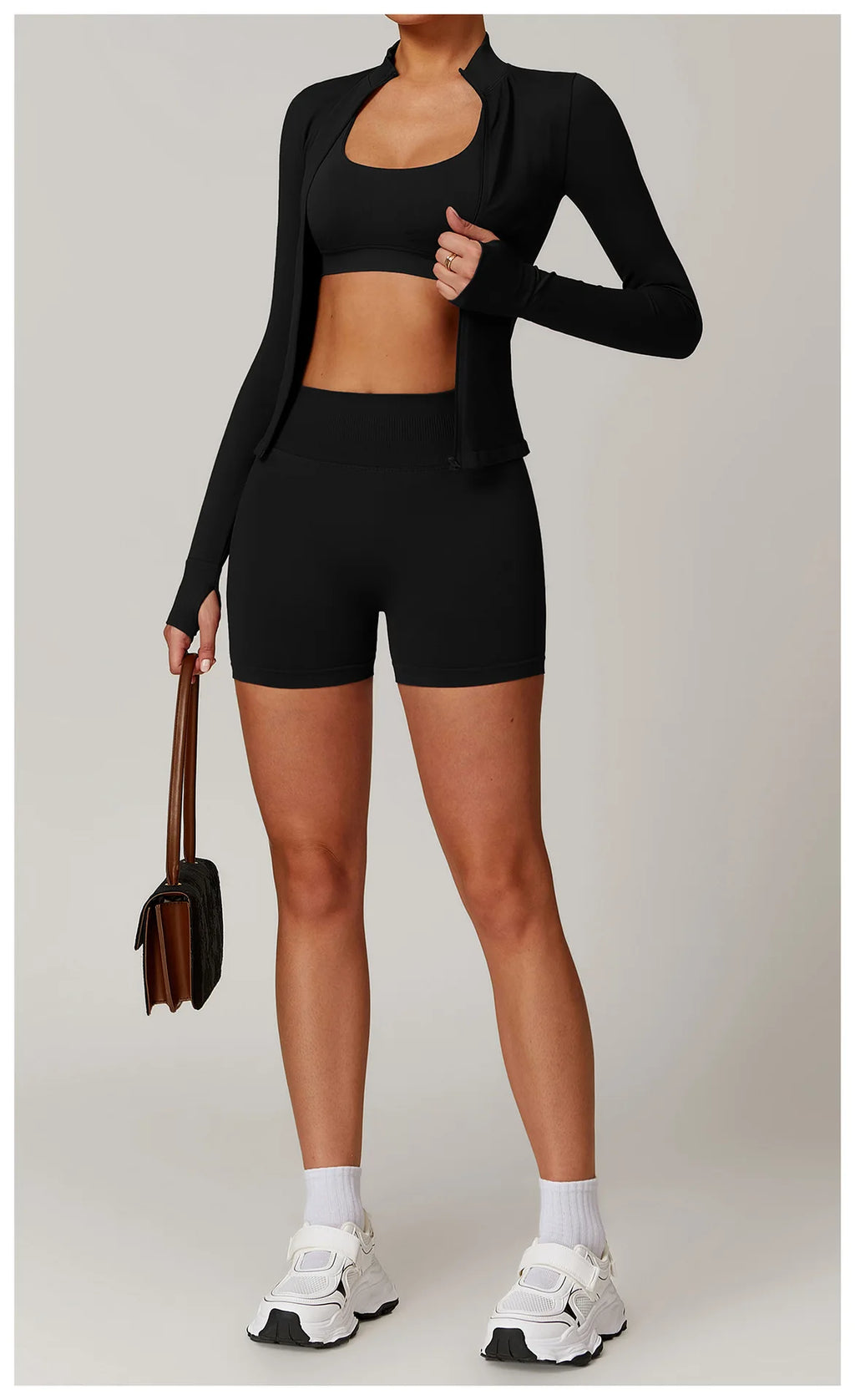 Fitted Thumb Hole Zip Up Jacket