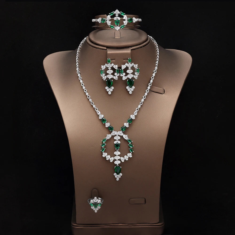 Luxury 4 Piece CZ Bridal Jewelry Set
