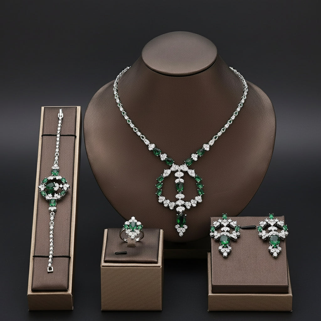 Luxury 4 Piece CZ Bridal Jewelry Set