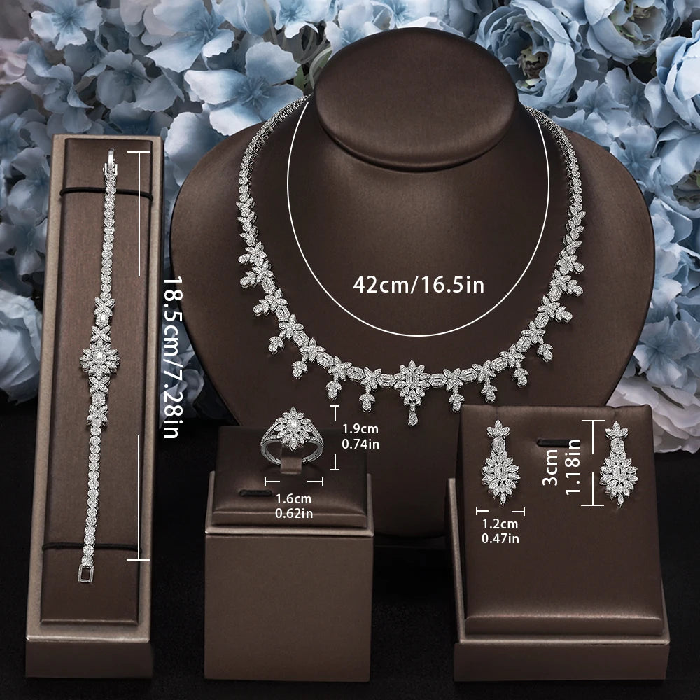 Luxury 4 Pieces Cubic Zirconia Bridal Jewelry Set