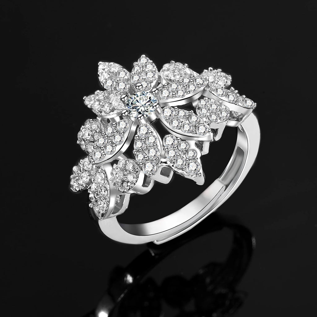 Luxury 4 Piece Flower Cubic Zirconia Bridal Jewelry Set