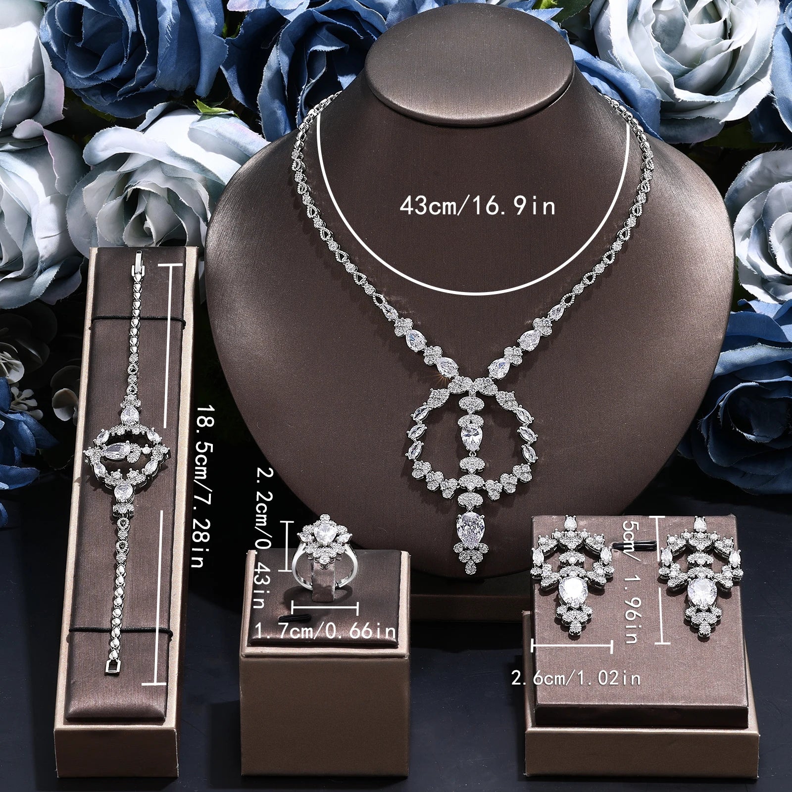 Luxury 4 Piece CZ Bridal Jewelry Set