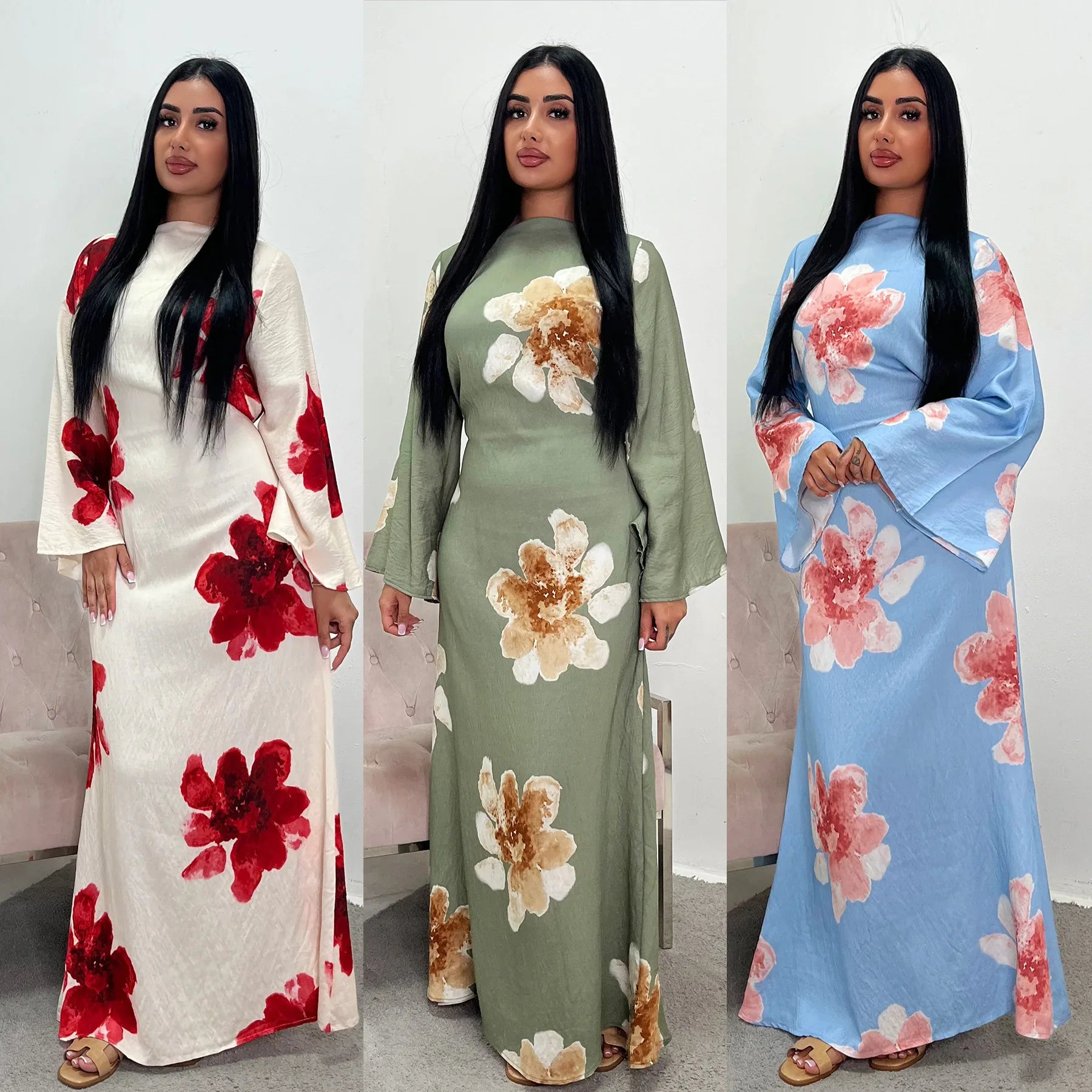 Eid Printed Abaya Dress