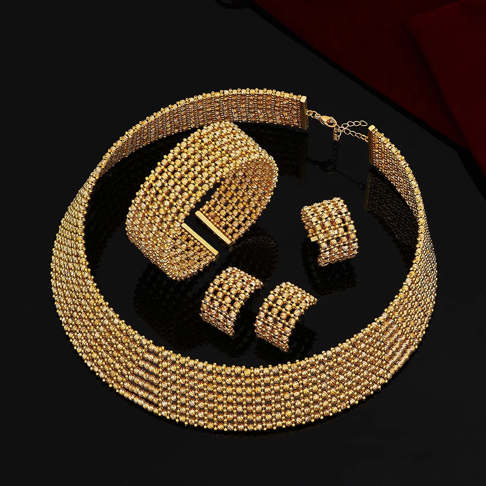 Dubai Luxury Gold Plated Bridal Jewelry Set