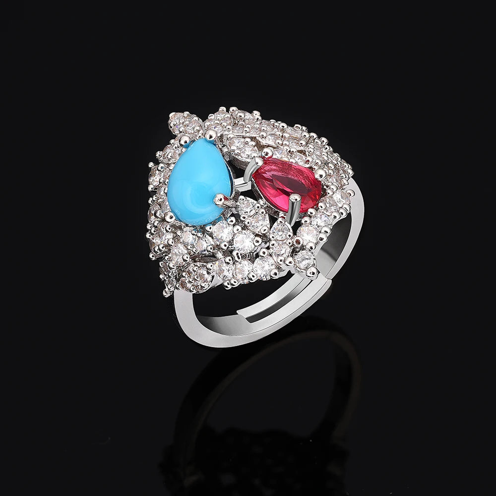 Luxury Turquoise Cubic Zirconia Bridal Jewelry Set