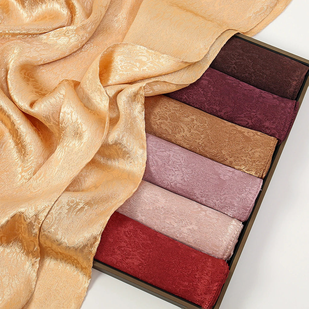 Luxury Floral Satin Hijab – Elegant Silk-Feel Scarf & Shawl