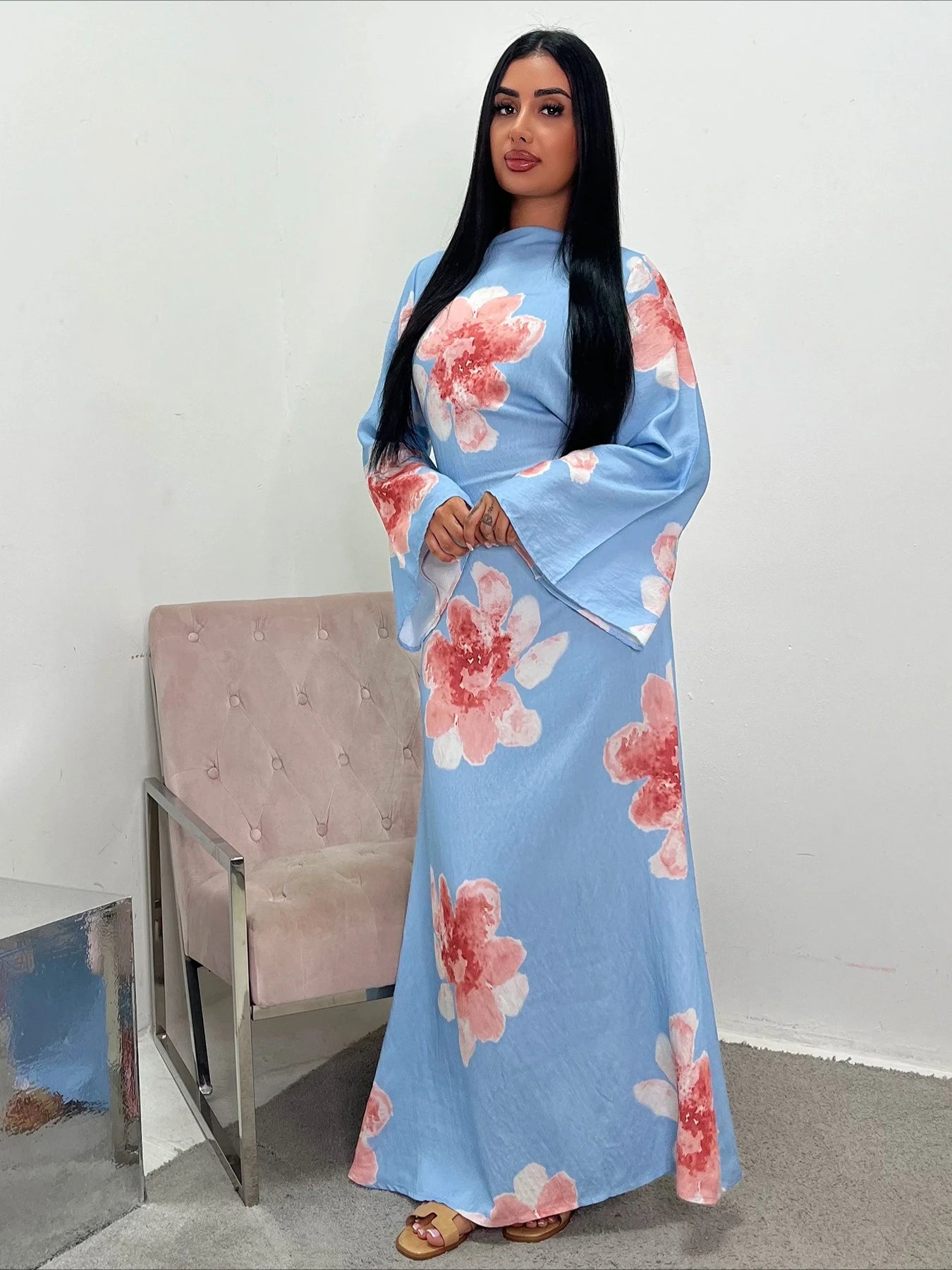 Eid Printed Abaya Dress