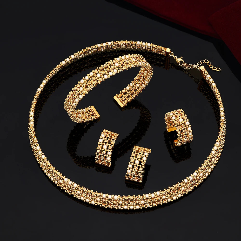 Dubai Luxury Gold Plated Bridal Jewelry Set