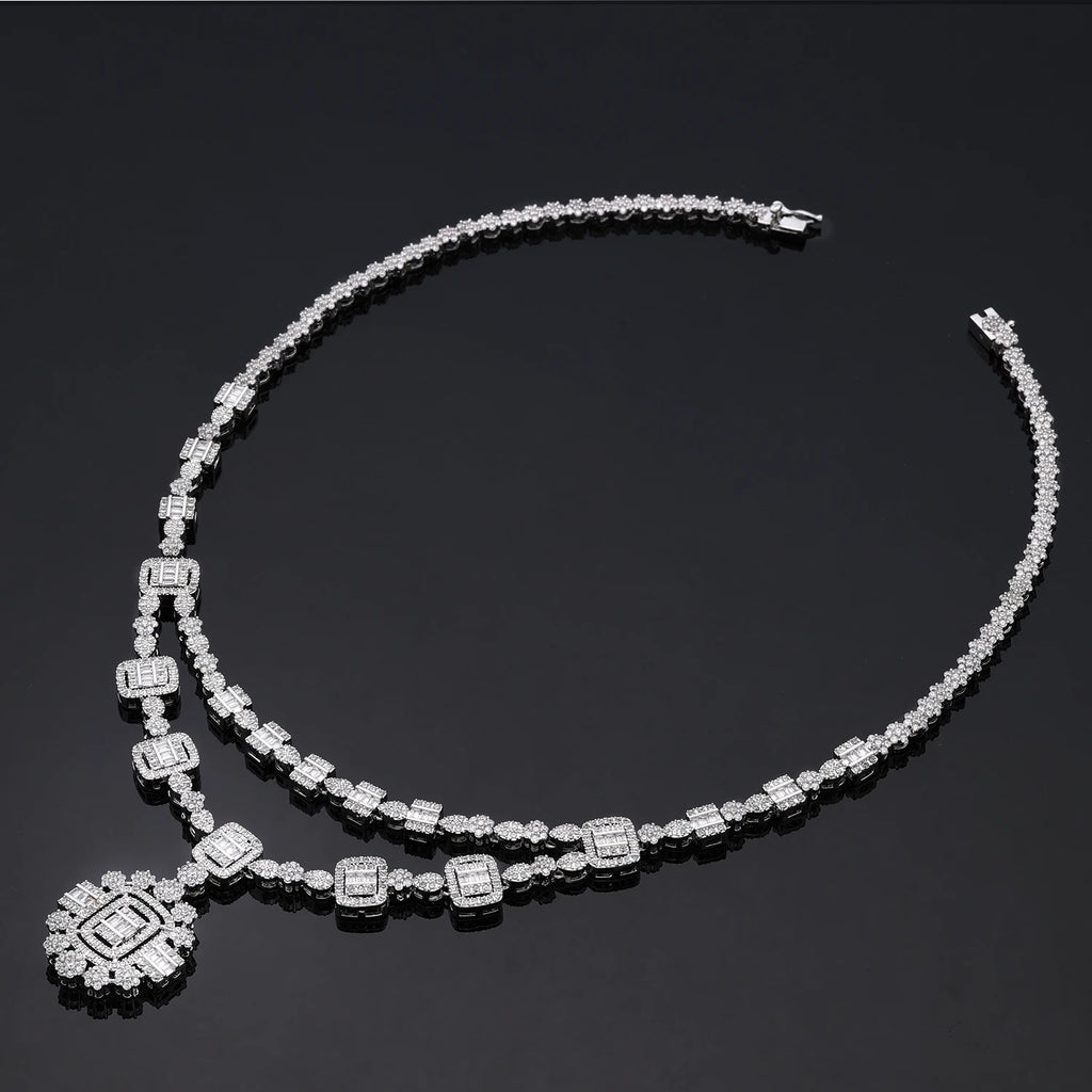 Luxury Zirconia Flower Pendant Bridal Jewelry Set