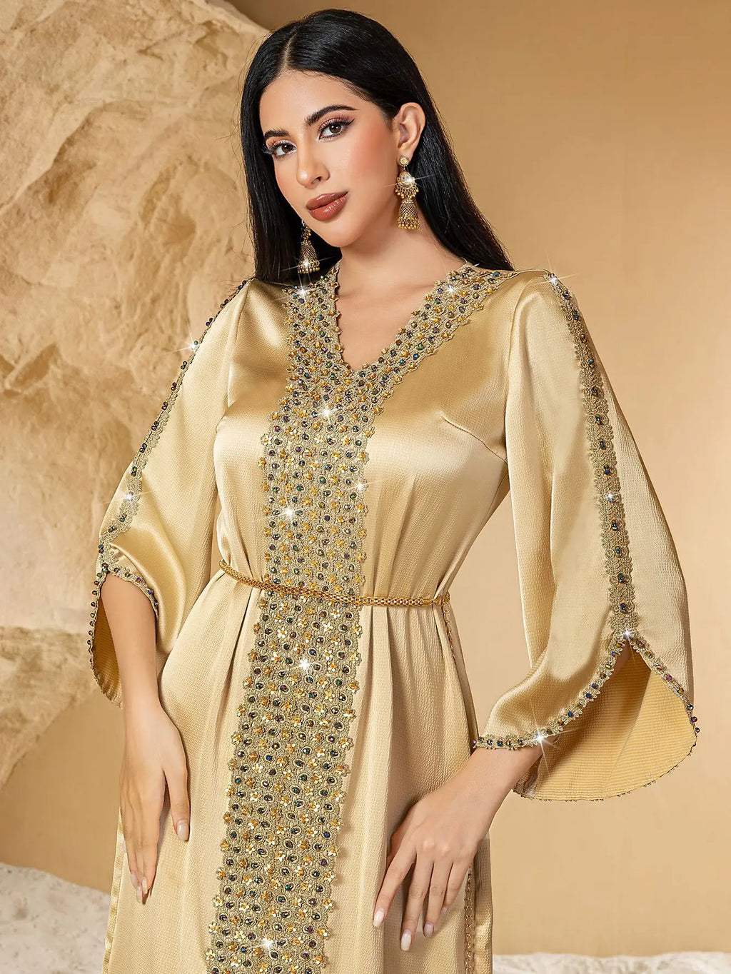 Luxury Satin Diamond Abaya