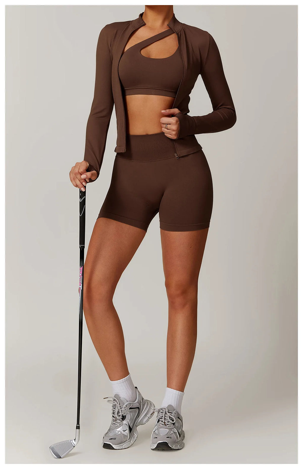 Fitted Thumb Hole Zip Up Jacket