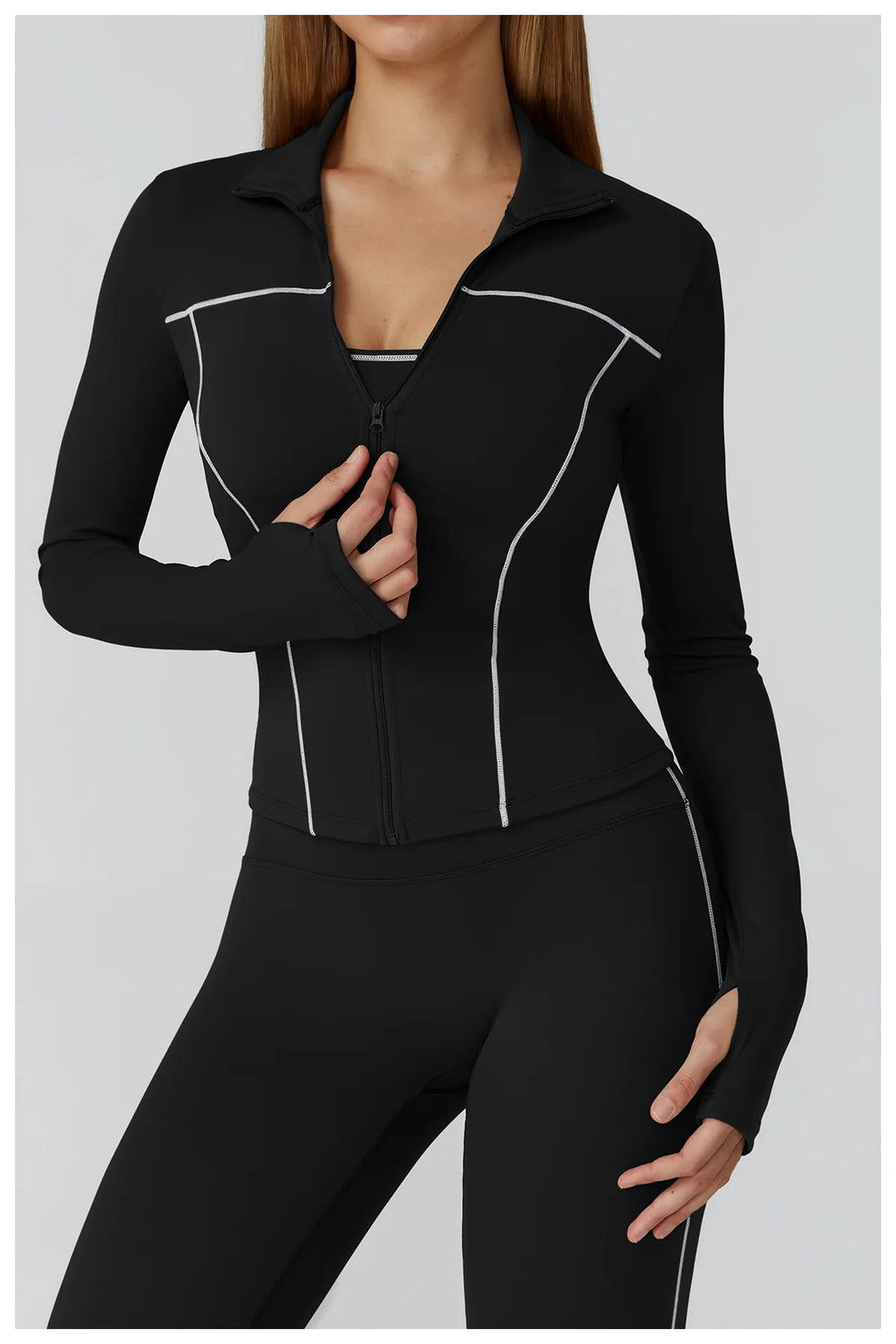 Fitted Zip-Up Jacket With High Collar