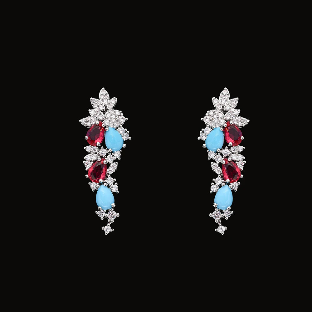 Luxury Turquoise Cubic Zirconia Bridal Jewelry Set
