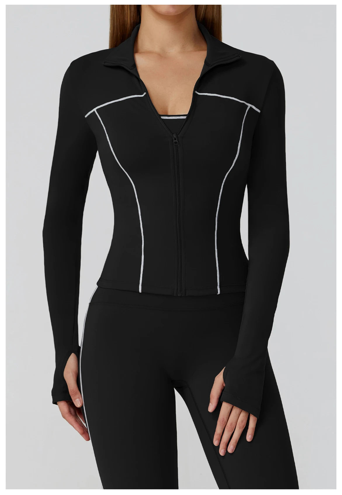 Fitted Zip-Up Jacket With High Collar