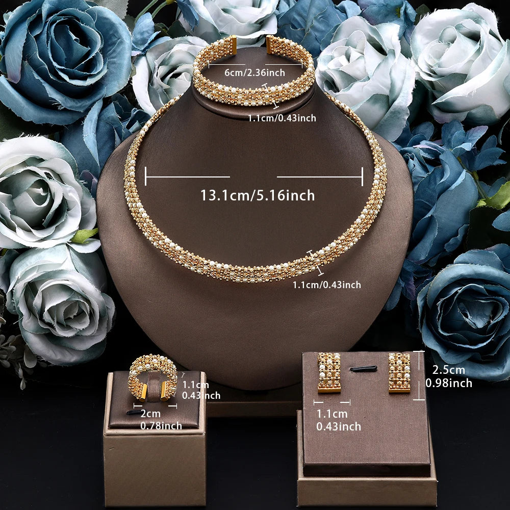 Dubai Luxury Gold Plated Bridal Jewelry Set
