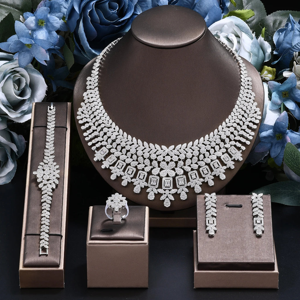 Luxury 4 Piece Cubic Zirconia Bridal Jewelry Set