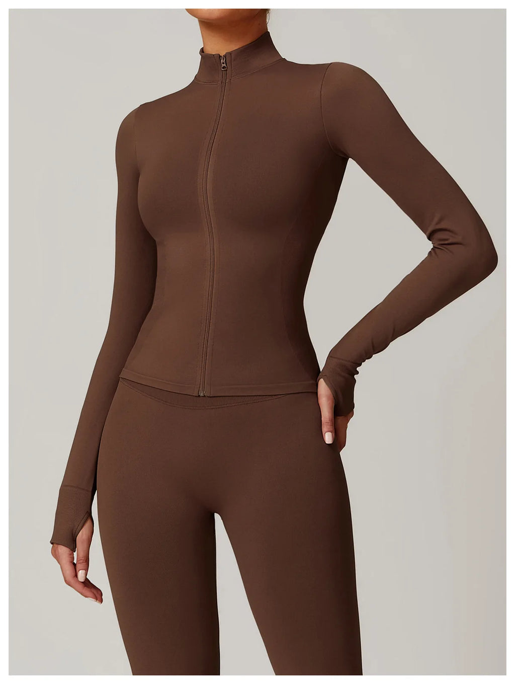 Fitted Thumb Hole Zip Up Jacket