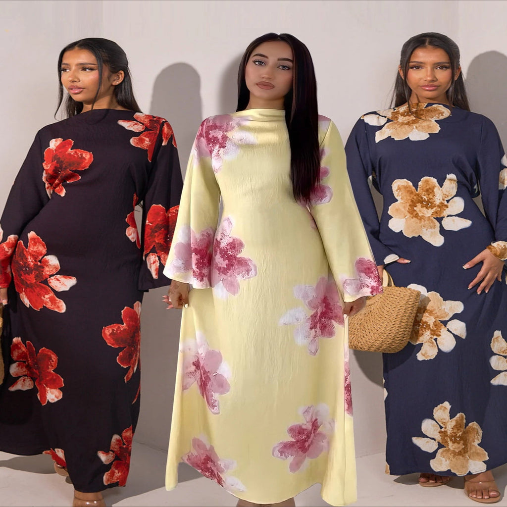 Eid Printed Abaya Dress