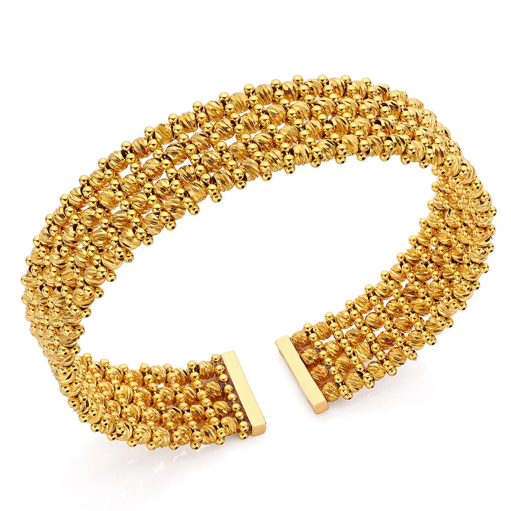 Luxury Golden Bangle & Ring Set Handmade African Dubai Bridal Jewelry