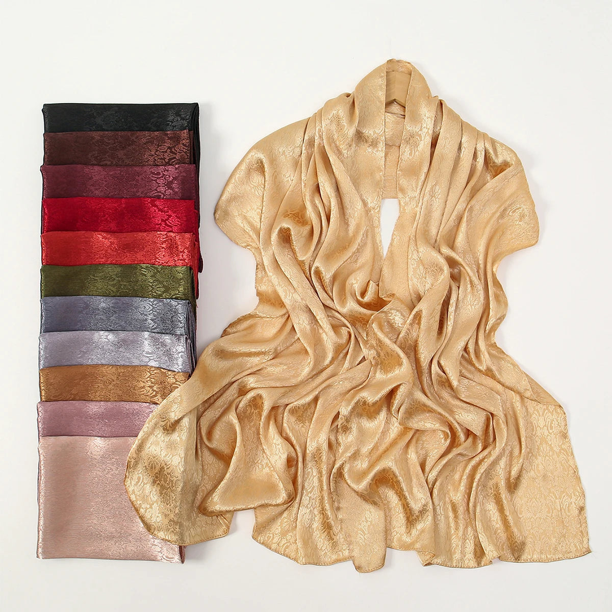 Luxury Floral Satin Hijab – Elegant Silk-Feel Scarf & Shawl