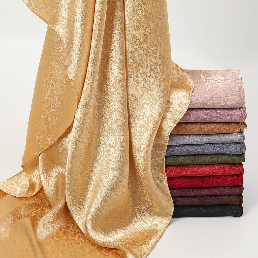 Luxury Floral Satin Hijab – Elegant Silk-Feel Scarf & Shawl