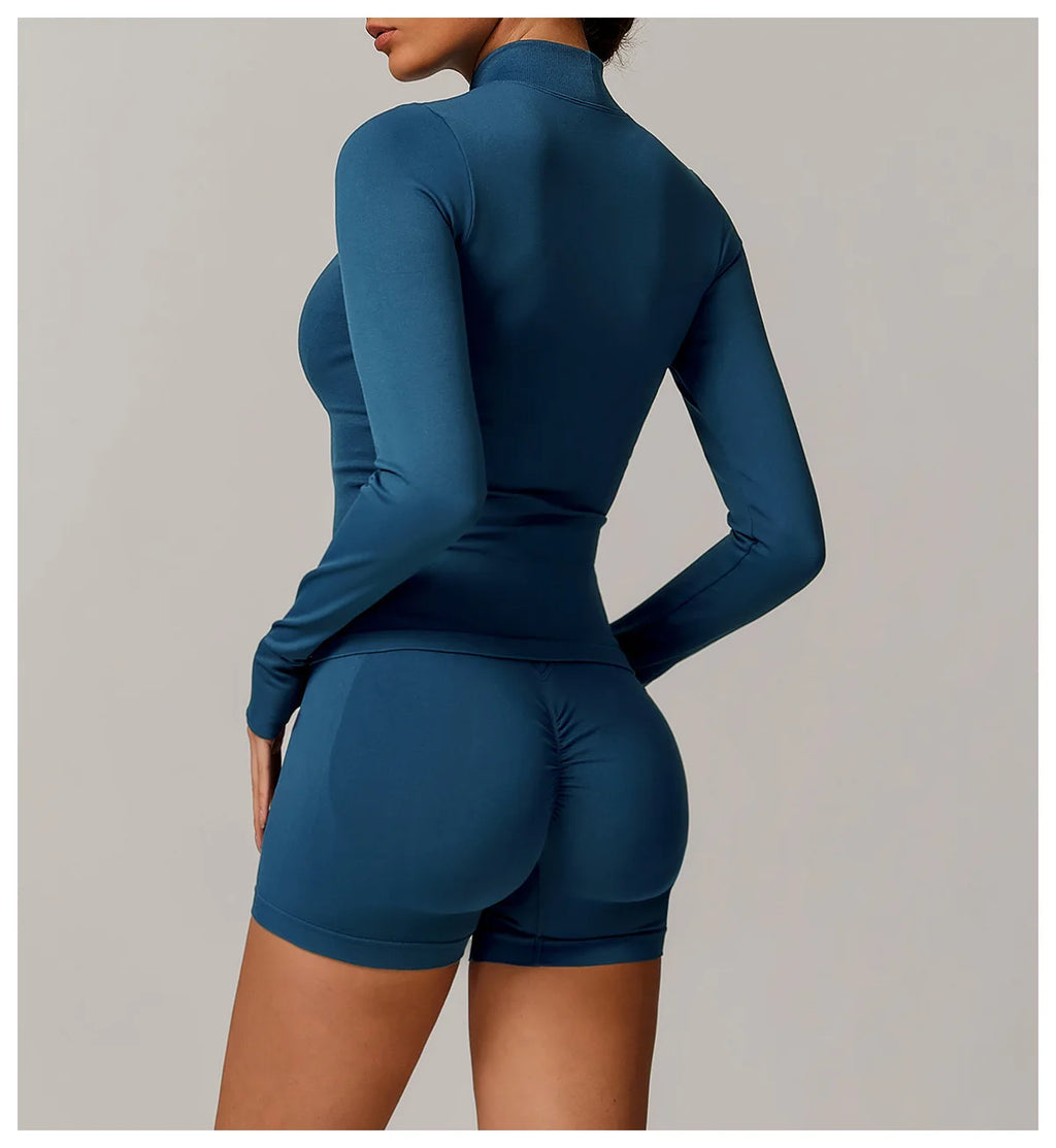 Fitted Thumb Hole Zip Up Jacket