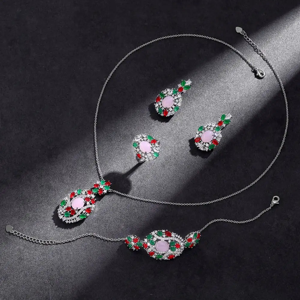 Trendy Water Droplet Zirconia Bridal Jewelry Set