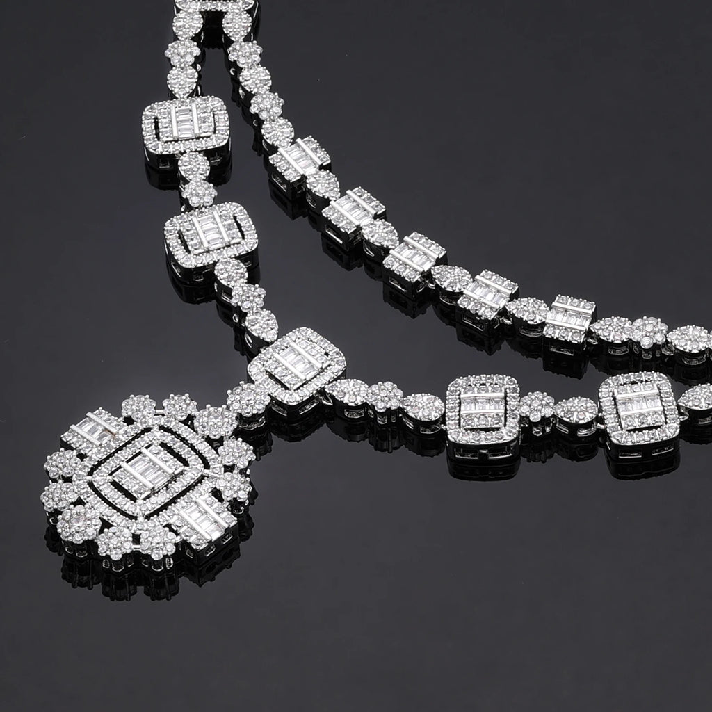 Luxury Zirconia Flower Pendant Bridal Jewelry Set