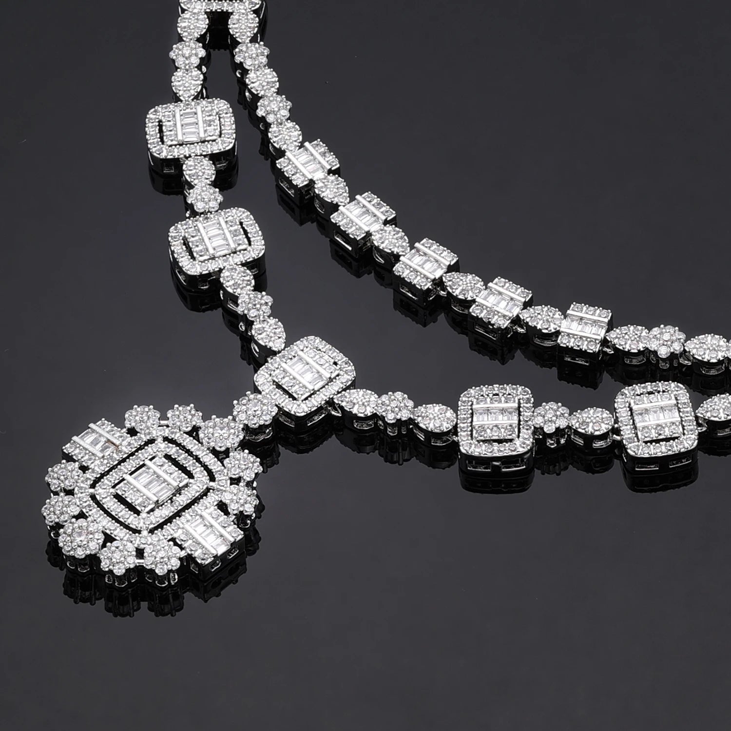 Luxury Zirconia Flower Pendant Bridal Jewelry Set