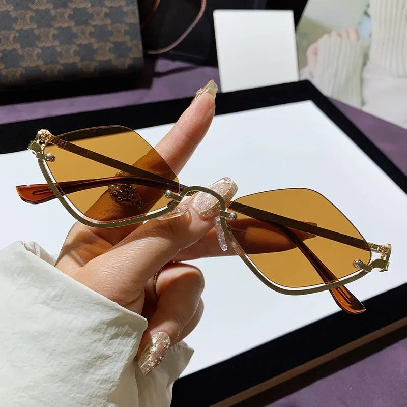 Half-Frame Diamond Sunglasses