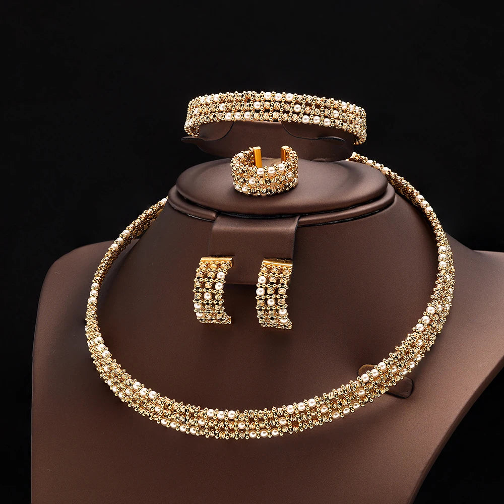 Dubai Luxury Gold Plated Bridal Jewelry Set