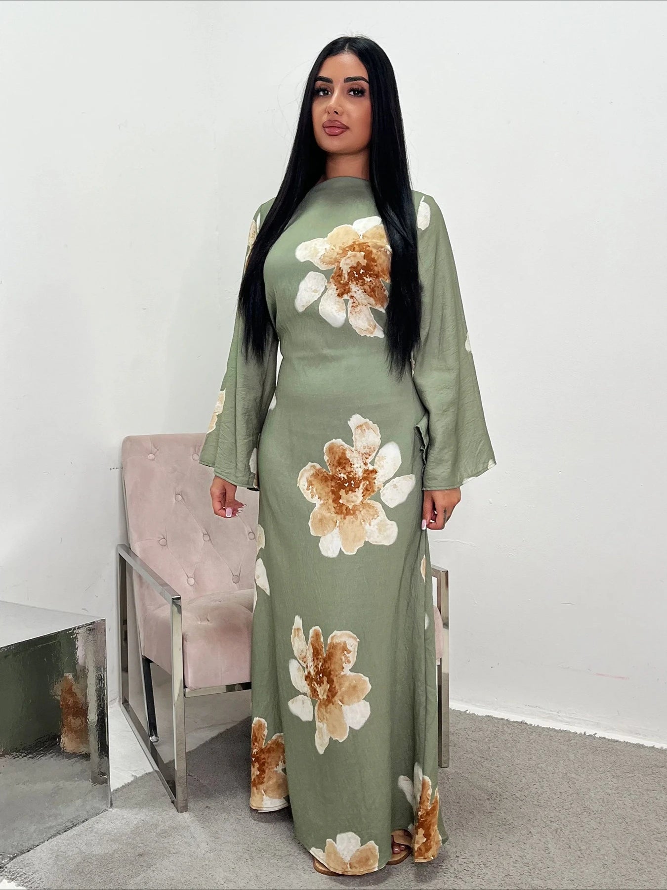 Eid Printed Abaya Dress