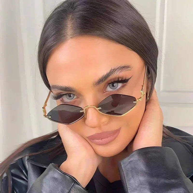 Half-Frame Diamond Sunglasses