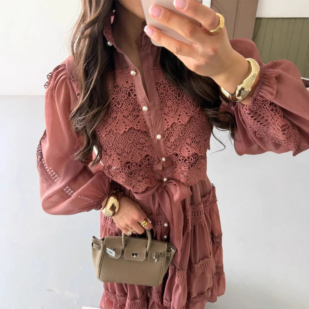 Hollow Out Elegant Abaya Dress