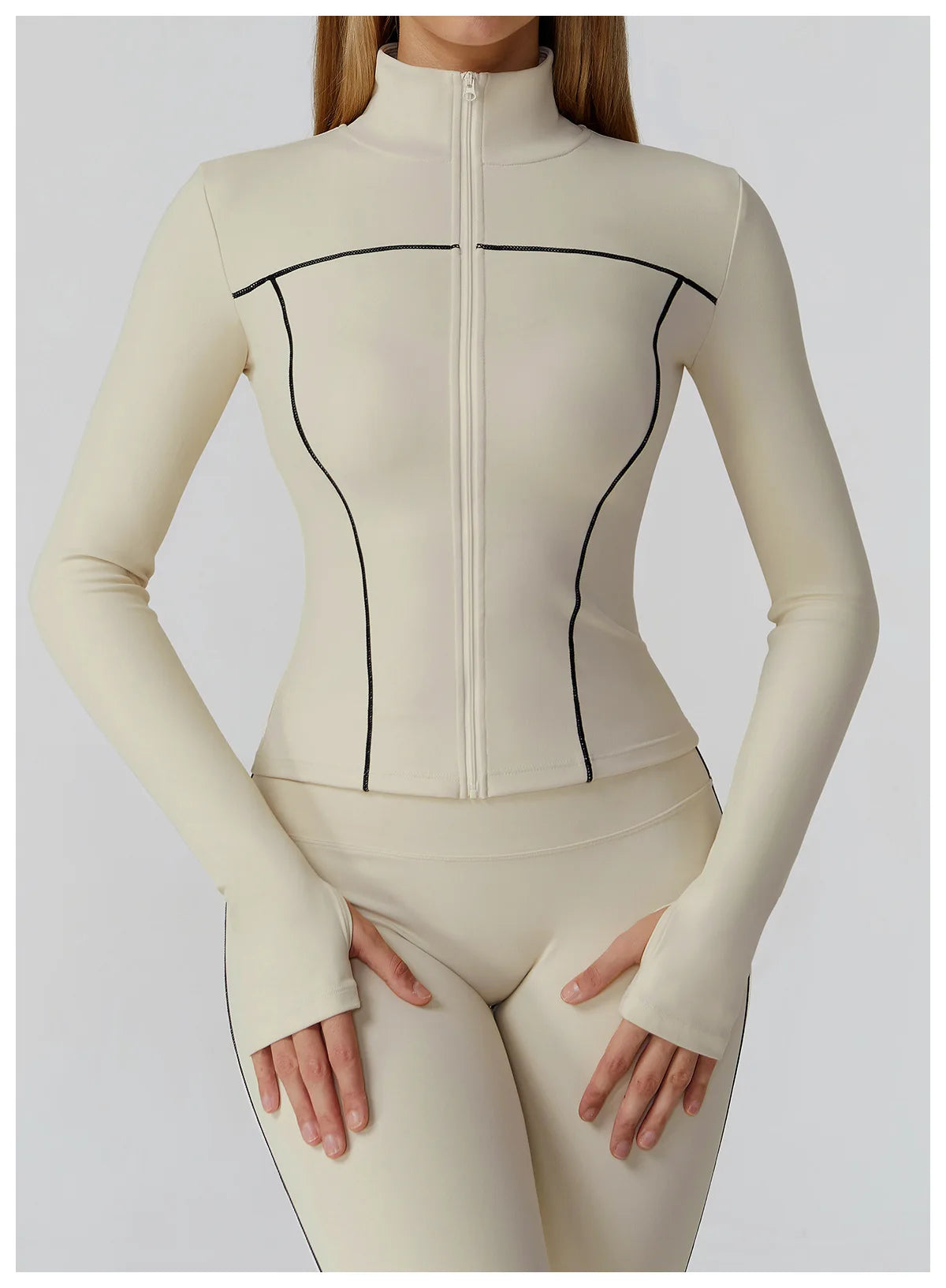 Fitted Zip-Up Jacket With High Collar