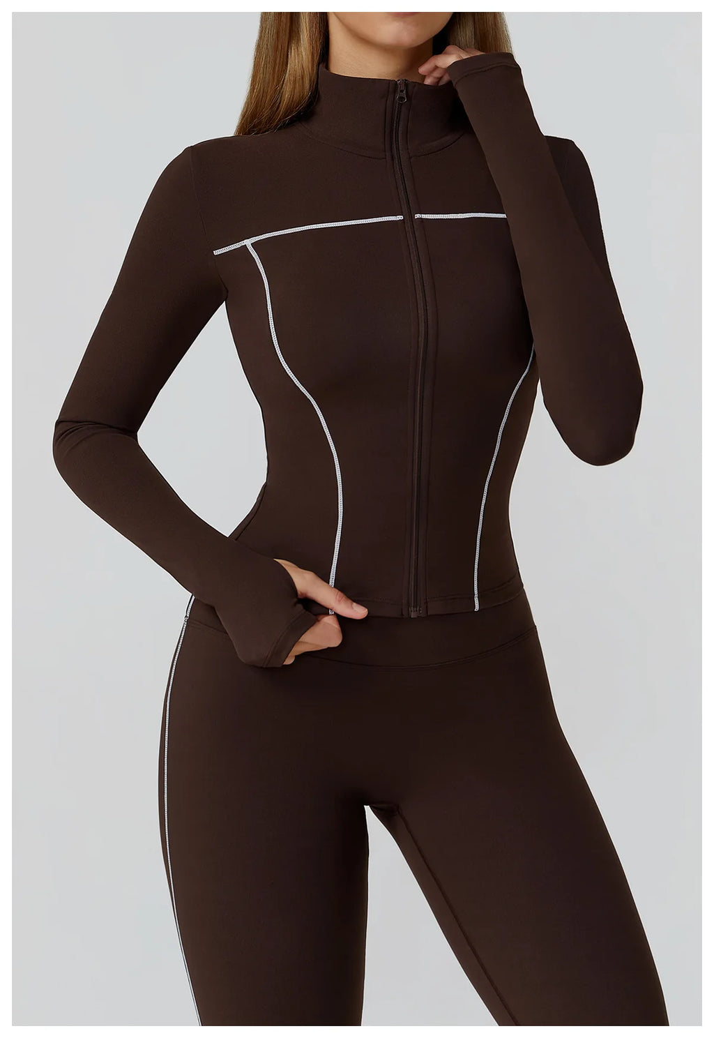 Fitted Zip-Up Jacket With High Collar