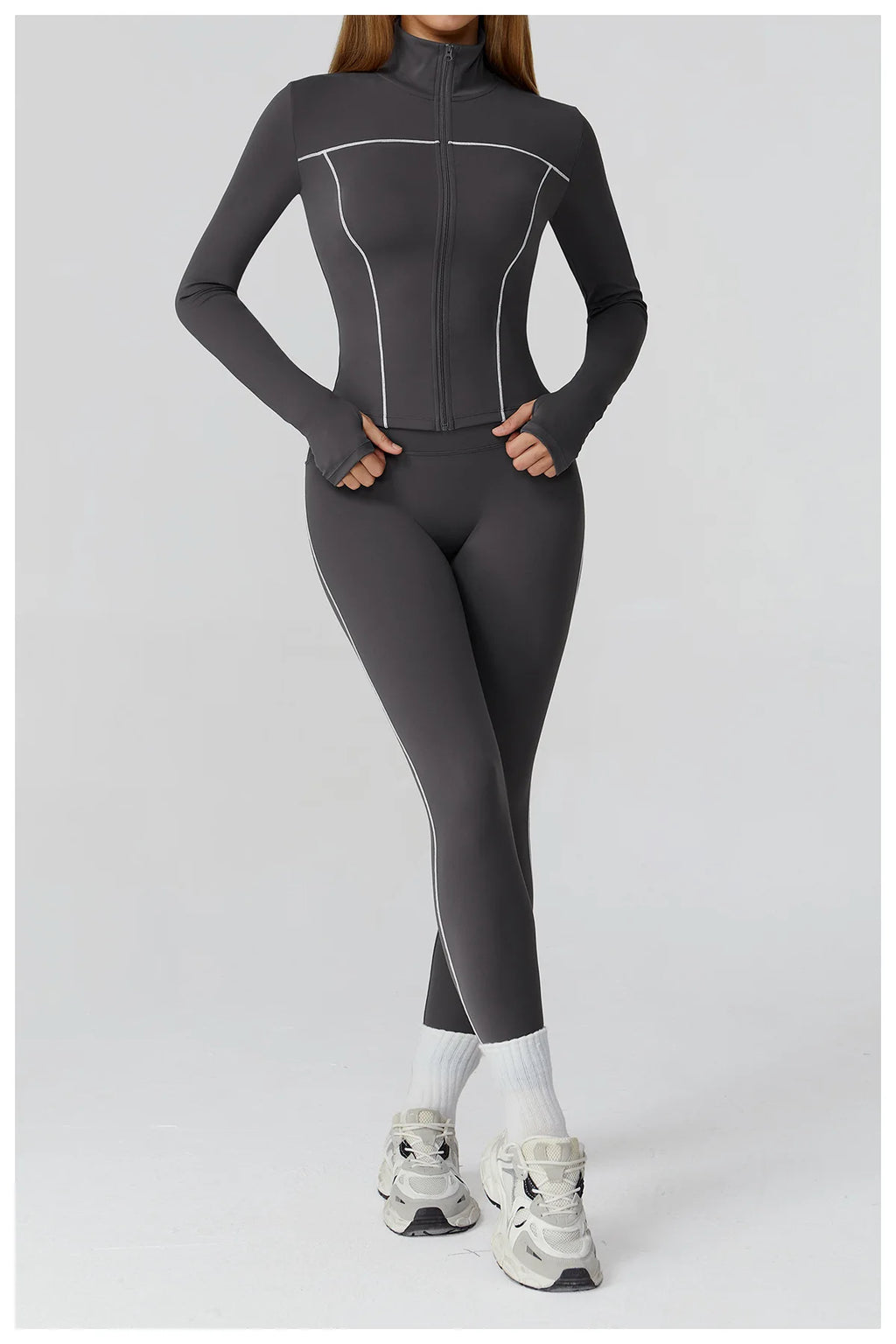 Fitted Zip-Up Jacket With High Collar