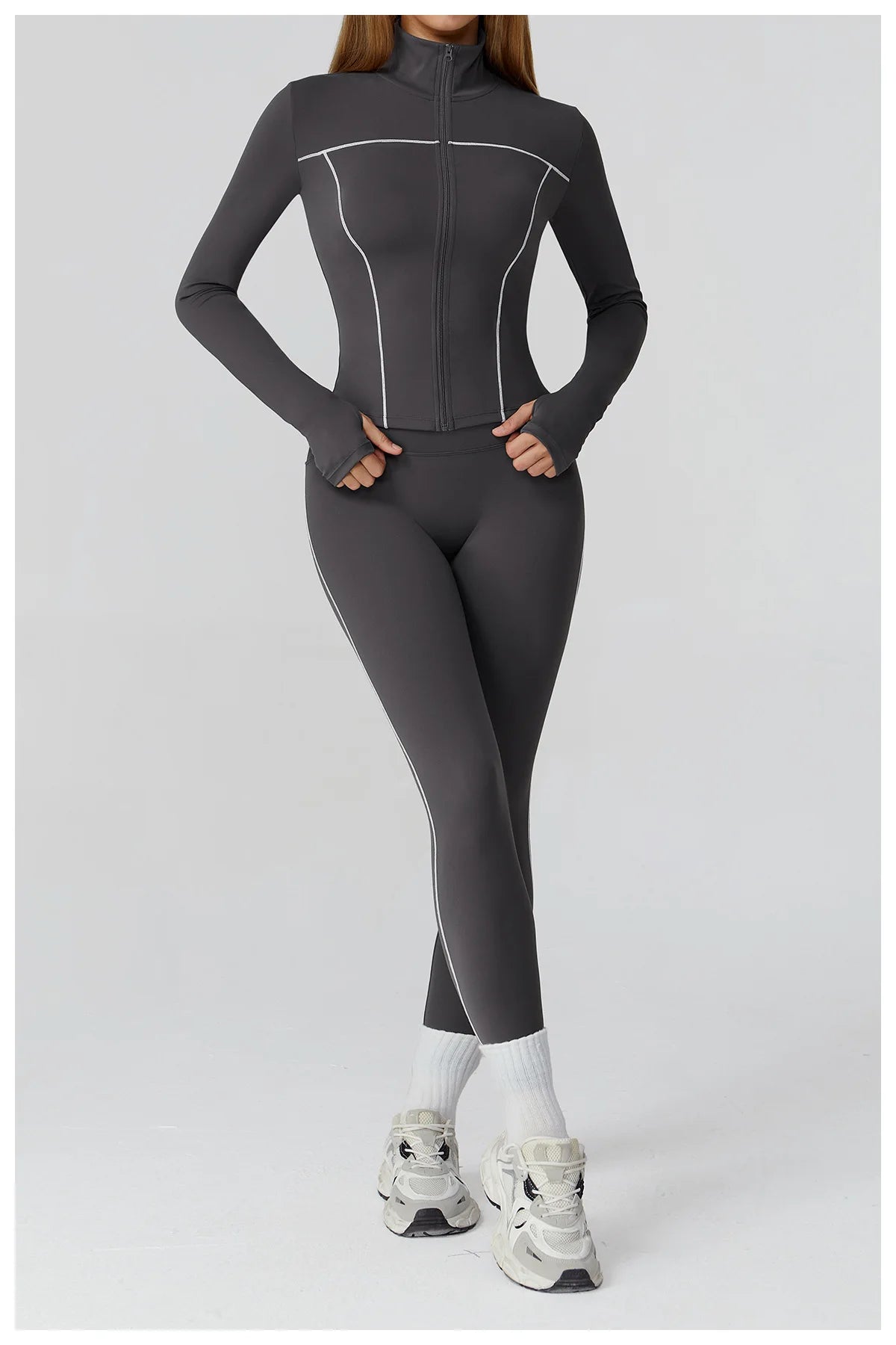 Fitted Zip-Up Jacket With High Collar