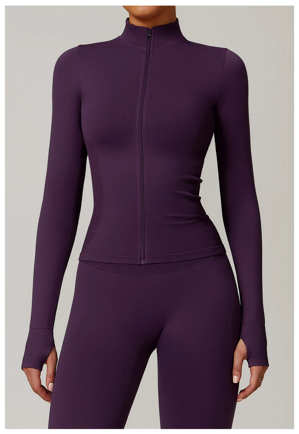 Fitted Thumb Hole Zip Up Jacket