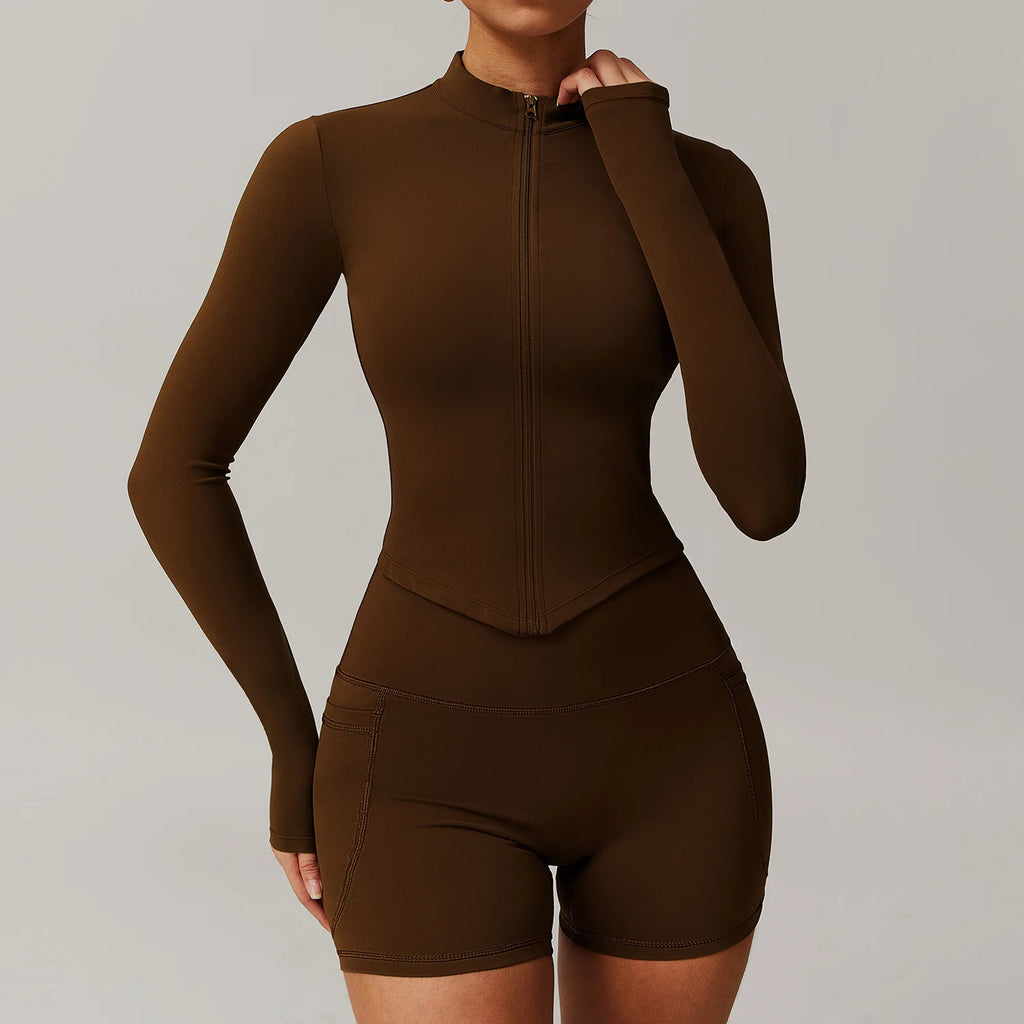 Fitted Zip Up Fitness Yoga Jacket