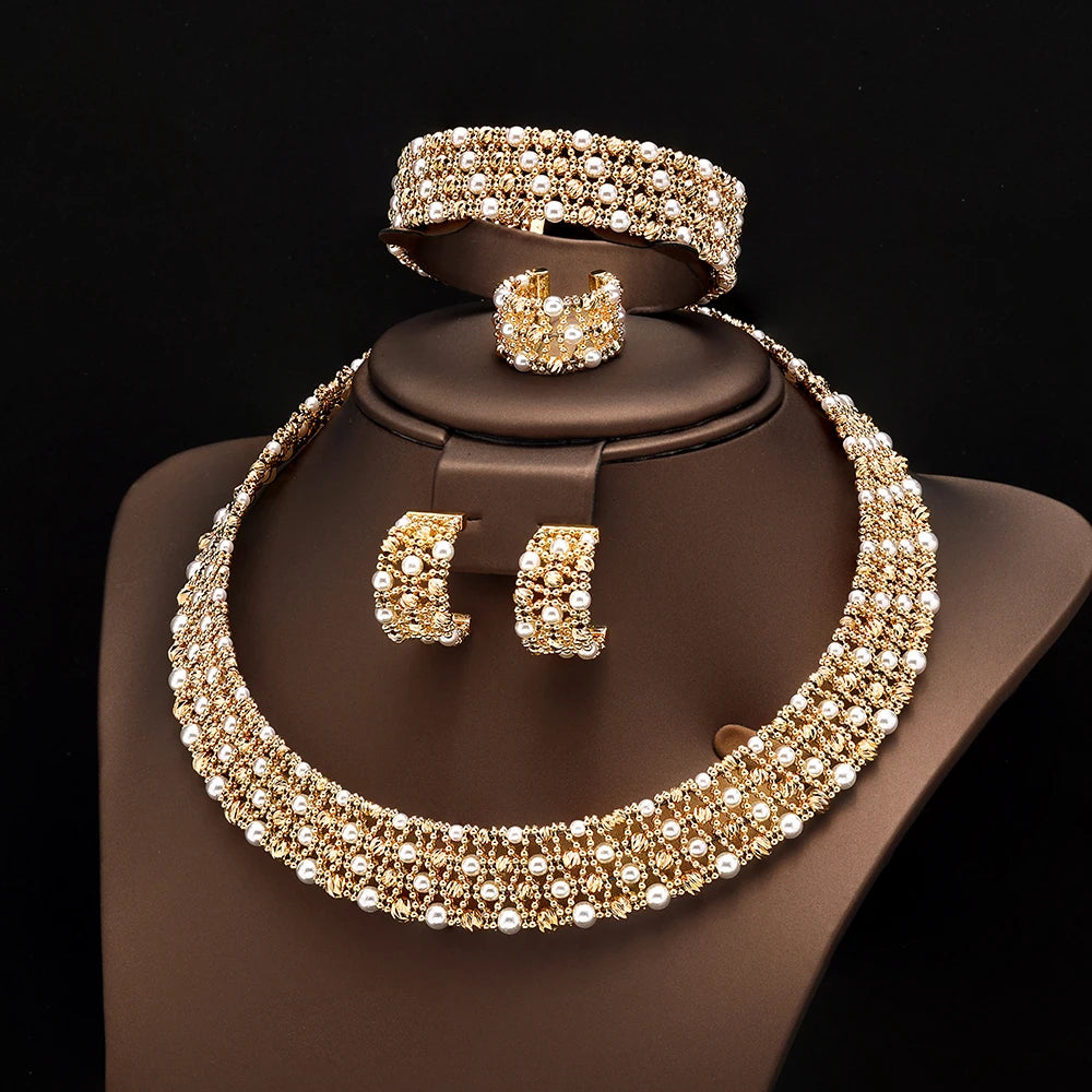 Dubai Luxury Gold Plated Bridal Jewelry Set