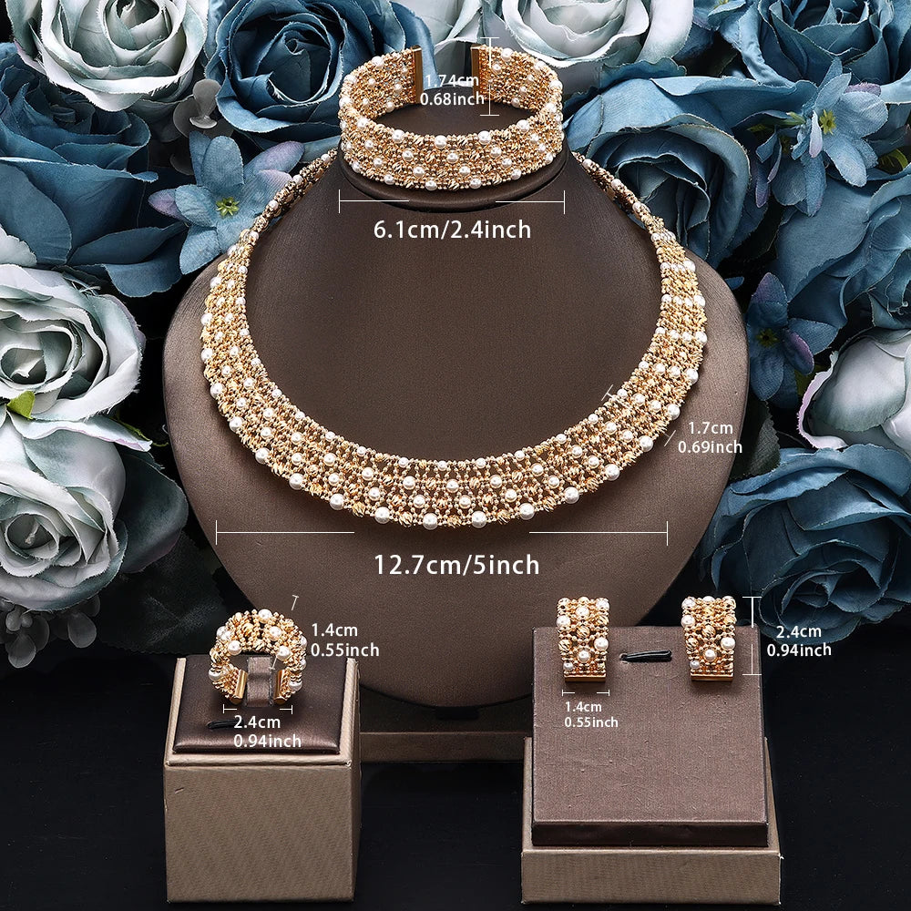 Dubai Luxury Gold Plated Bridal Jewelry Set